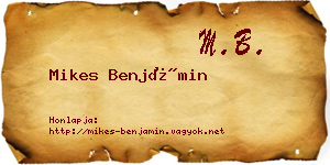 Mikes Benjámin névjegykártya